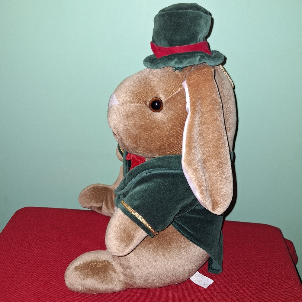 Christmas Rabbit Pair Velveteen Plush Vintage 1980's Boy & Girl 14" Toys R Us - Picture 6 of 16